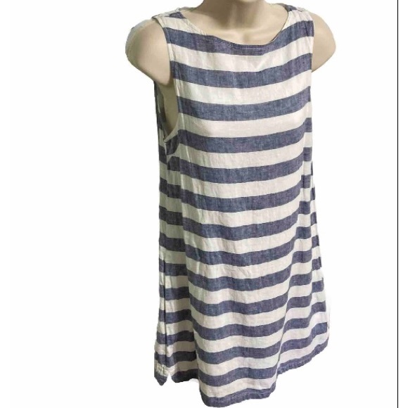 beachlunchlounge Dresses & Skirts - BEACH LUNCH LOUNGE Alina Nautical Stripe Linen Cotton Shift Dress Womens XS